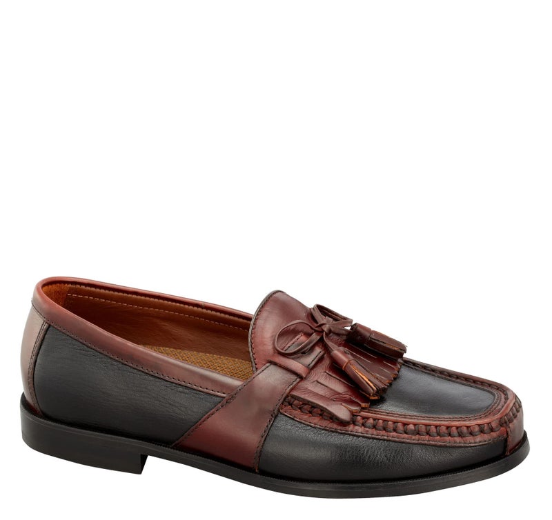 Johnston & Murphy Men's Aragon Tassel Loafer Dress Casual Shoe, Black Smooth/Antique Mahogany, 12 M - Image 1